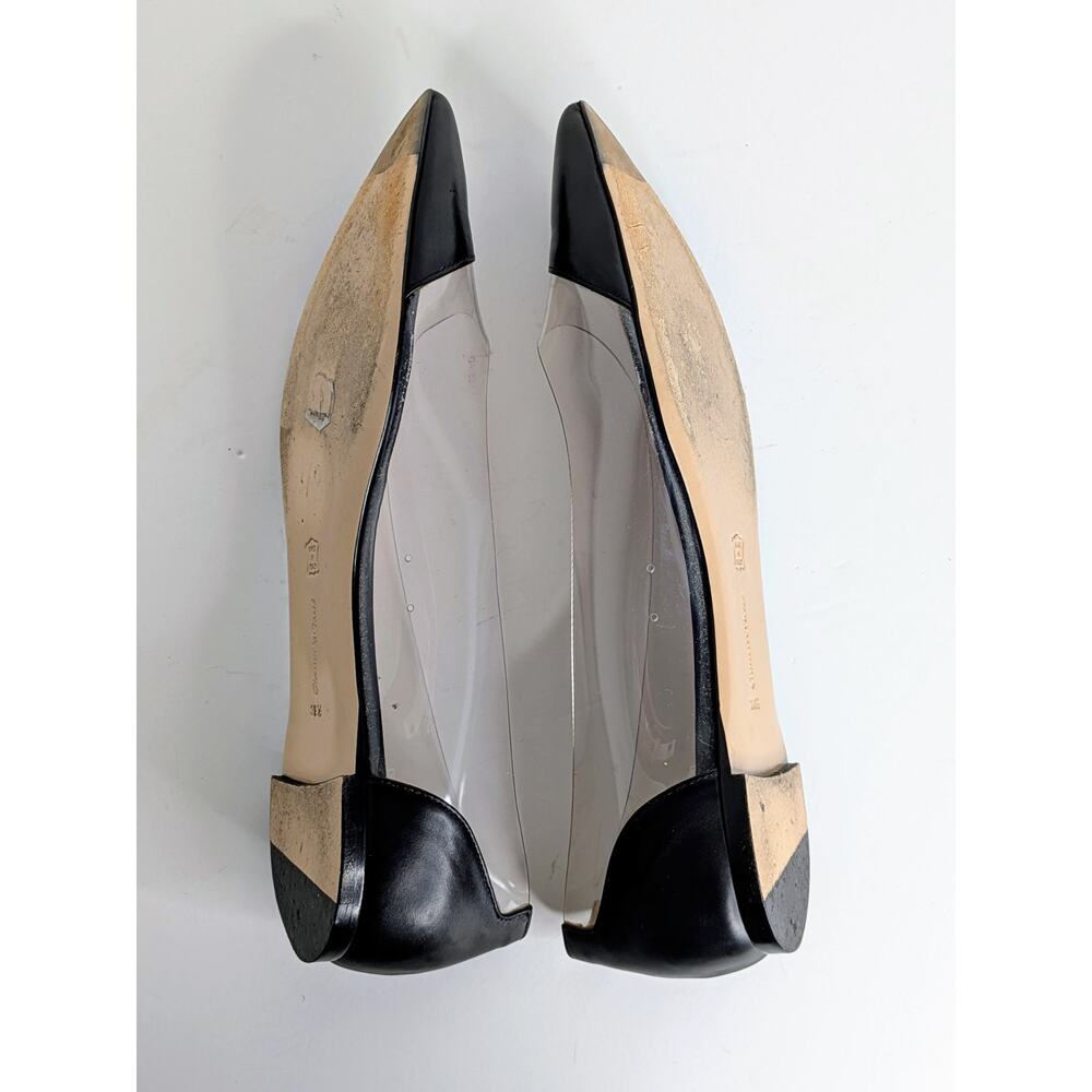 Gianvito Rossi Plexi Flats 39.5 Black Leather Clear PVC Pointed Toe Ballet 9.5 - Picture 11 of 13